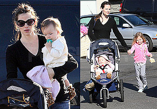 Photos of Jennifer Ganer, Violet and Seraphina Affleck at the Brentwood Farmers Market