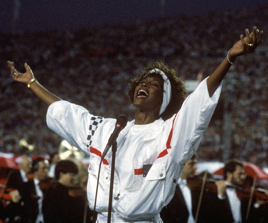 Whitney Houston sang the national anthem in 1991.
Whitney Houston sang the national anthem in 1991.