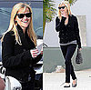 Reese Witherspoon Grabbing Coffee in LA in Black Knit Sweater and Ray Ban Sunglasses