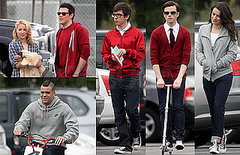 Photos of Lea Michele, Dianna Agron, Corey Monteith, Chris Colfer, Kevin McHale, And Mark Salling Filming Glee in LA Photos of Lea Michele, Dianna Agron, Corey Monteith, Chris Colfer, Kevin McHale, And Mark Salling Filming Glee in LA
