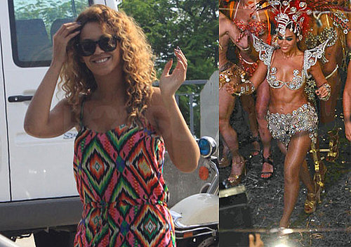 Photos of Beyonce in a Bright Jumper and Traditional Samba Costume in Brazil