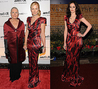 Eva Green and Joely Richardson in Same Alexander McQueen Red Print Dress