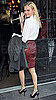 Kate Bosworth Wearing Maroon Leather Skirt and White Shirt in NYC