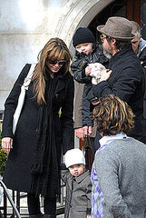 Angelina Jolie and Brad Pitt board a canal boat in Venice with their twins Knox and Vivienne