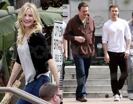 Photos of Justin and Cameron on Set