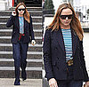 Stella McCartney in London in Green Striped Tee on St. Patrick's Day