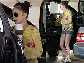 Photos of Nicole Richie Wearing Short Denim Shorts, Flip Flops and Sunglasses in Los Angeles