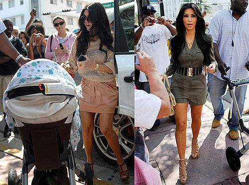 Photos of Kim Kardashian Wearing a Short Jumper With Kourtney Kardashian and Mason Disick