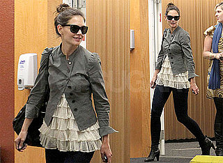 Photos of Katie Holmes Wearing a Ruffled Shirt and Sunglasses in Los Angeles