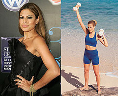 Eva Mendes Shoulder Workout: Punch-Ups With Dumbbells Eva Mendes Shoulder Workout: Punch-Ups With Dumbbells