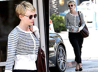 Carey Mulligan in Stripey Cardigan and Cropped Trousers in LA, Copy Her Look