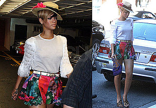 Pictures of Rihanna Showing Off Her Legs in a Short Floral Skirt