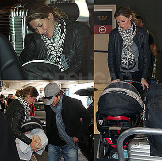 Pictures of Gisele Bundchen and Tom Brady Carrying Benjamin Brady At the Airport
