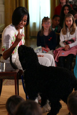 Pictures of Michelle Obama and Dog Bo