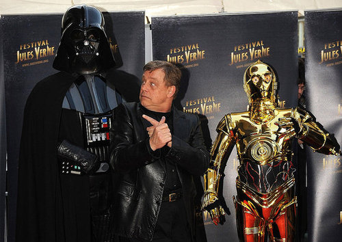 Picture of Mark Hamill With Darth Vader and C-3PO in France