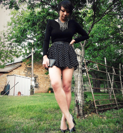 structured shoulders + polka dots