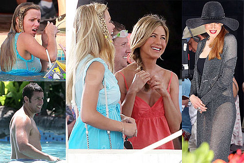 Pictures of Jennifer Aniston, Shirtless Adam Sandler, Brooklyn Decker, and Nicole Kidman Filming Just Go With It in Hawaii