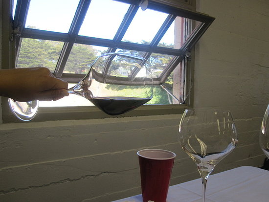 The Riedel Pinot Noir glass can tilt to a perfect 90-degree angle. This allowed the young, tight Santa Maria wine we tasted to loosen up.
The Riedel Pinot Noir glass can tilt to a perfect 90-degree angle. This allowed the young, tight Santa Maria wine we tasted to loosen up.