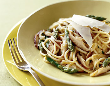 Recipe For Spaghetti With Asparagus, Shiitake Mushrooms, Lemon, and Chives
