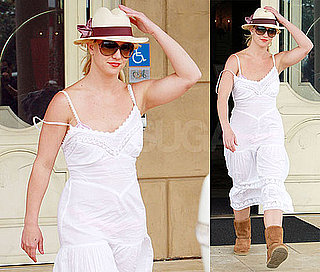 Pictures of Britney Spears in a White Dress and Uggs