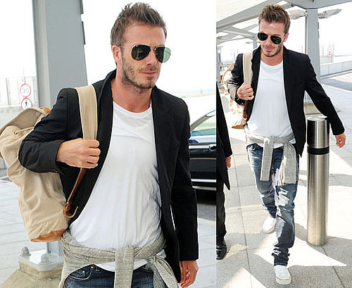 Pictures of David Beckham at Heathrow Airport After Visiting the Troops