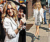 Sarah Jessica Parker in NYC Wearing Sequined Zebra Dress, White Blazer, and Nicholas Kirkwood Sandals 2010-05-26 14:30:06