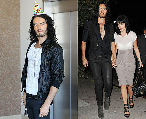 Pictures of Russell Brand in a Happy Birthday Hat and With Katy Perry Out for Dinner in LA on His Birthday