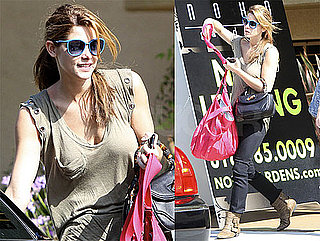 Pictures of Ashley Greene Wearing a Grommeted Shirt Leaving Her Home in LA
