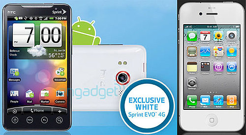 White HTC EVO 4G and iPhone 4