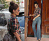 Photos of Katie Holmes in New York in Blue Flare Jeans and Checked Shirt 2010-06-22 02:30:57