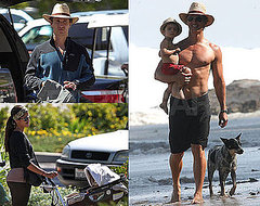 Pictures of Matthew McConaughey Shirtless With Levi and Golfing
