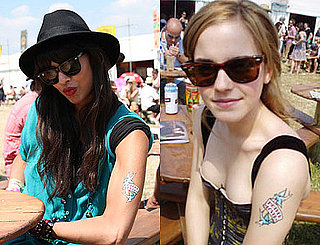 Photos of Emma Watson and Jameela Jamil with Mum Transfer Tattoos