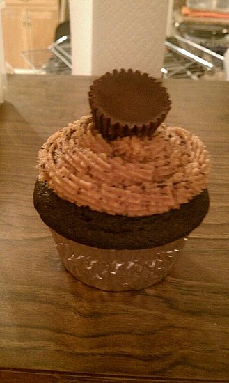 Dark Chocolate Cupcakes with Peanut Butter Frosting
