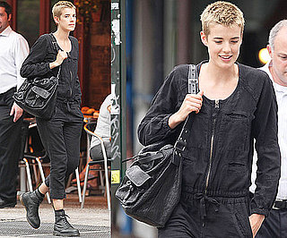 Photos of Agyness Deyn Dressed in Black Jumpsuit in New York City
