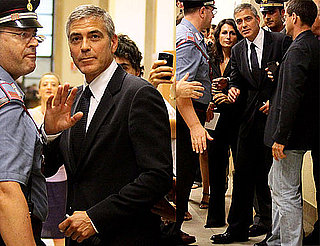 Pictures of George Clooney Arriving at a Court Hearing in Italy