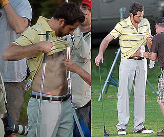 Pictures of Zachary Levi Flashing His Stomach on a Golf Course