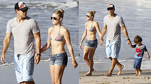 Pictures of LeAnn Rimes at the Beach in a Bikini With Eddie, Mason, and Jake Cibrian