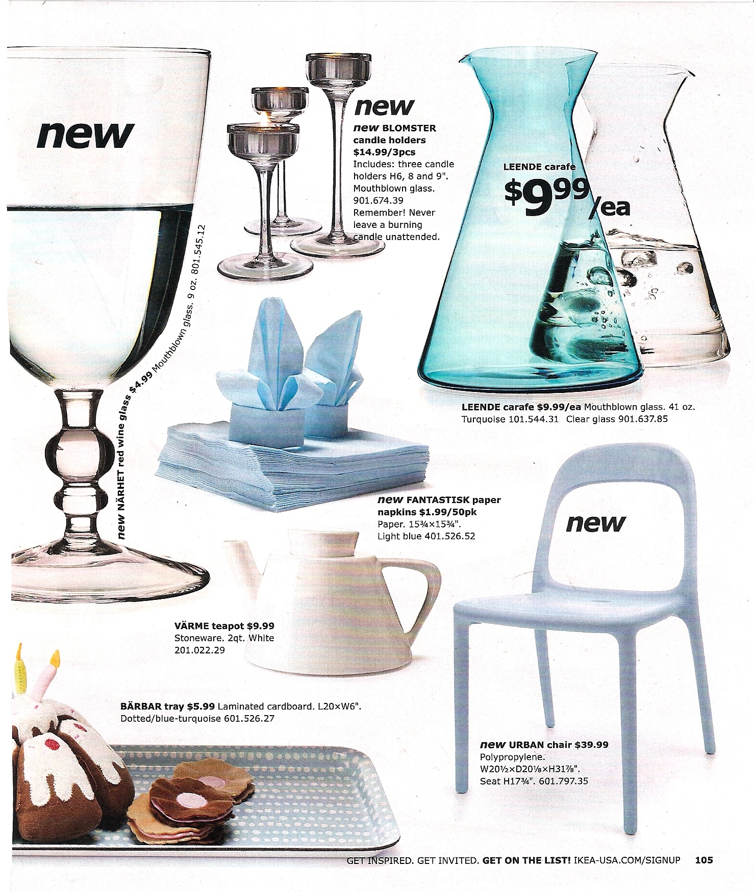 Mouthblown glass accessories and an adorable blue dotted laminated cardboard are fun new accents for the home. Mouthblown glass accessories and an adorable blue dotted laminated cardboard are fun new accents for the home.
