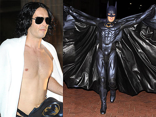 Pictures of Shirtless Russell Brand Dressed as Batman With Luis Guzman as Robin While Filming Arthur