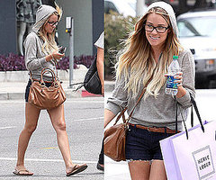 Lauren Conrad Shopping at Herve Leger in LA Wearing Vince Hooded Sweater and Tan Accessories 2010-07-27 10:00:22