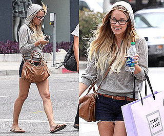 Lauren Conrad Shopping at Herve Leger in LA Wearing Vince Hooded Sweater and Tan Accessories 2010-07-27 10:00:22