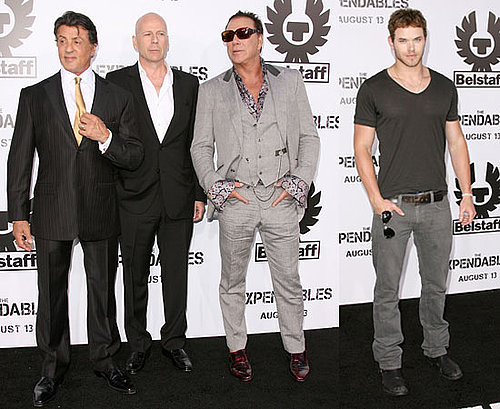 Kellan Lutz, Sylvester Stallone, Mickey Rourke, Bruce Willis at The Expendables LA Premiere