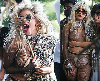 Pictures of Nearly Naked Lady Gaga Performing At Lollapalooza With Semi Precious Weapons