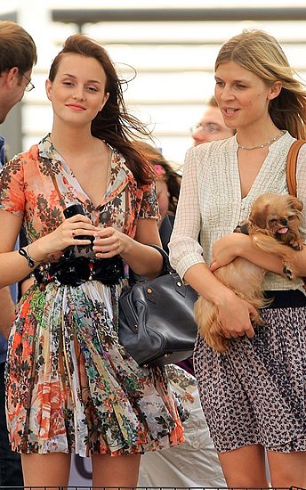 Leighton Meester on the set of "Gossip Girl" at the Gantry State Park in Queens, NY on Monday (August 9).