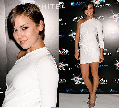 Photos of Jessica Stroup in Rachel Roy White One Sleeve Dress at Breakthrough of The Year Awards in LA 2010-08-16 10:02:04