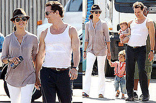 Pictures of Matthew McConaughey, Camila, Levi, and Vida on the Set of the Lincoln Lawyer in LA