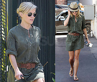 Pictures of Reese Witherspoon in Green Shirtdress in LA