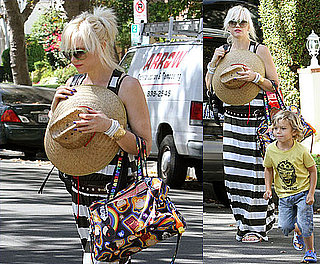 Pictures of Gwen Stefani Accessorizing With a Straw Hat as She Runs Errands With the Boys