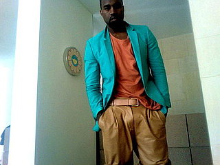 Photo of Kanye West in Leather Shorts