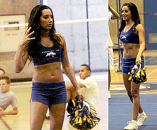 Pictures of Ashley Tisdale Showing Off Her Abs and Practicing Her Cheers on the Hellcats Set